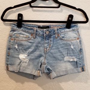 Aeropostale Distressed Midi Jean Shorts